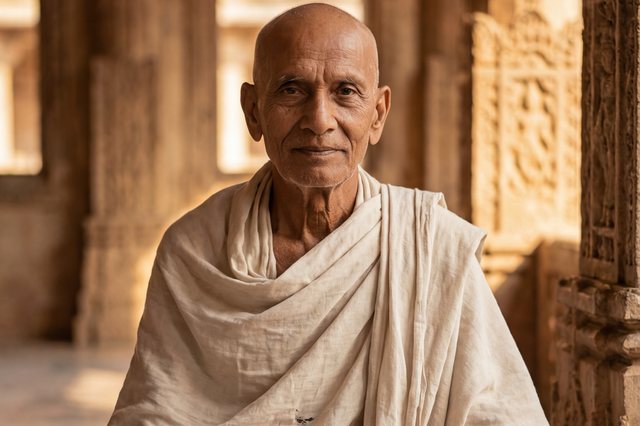 Swami Raghav in a minimal studio.